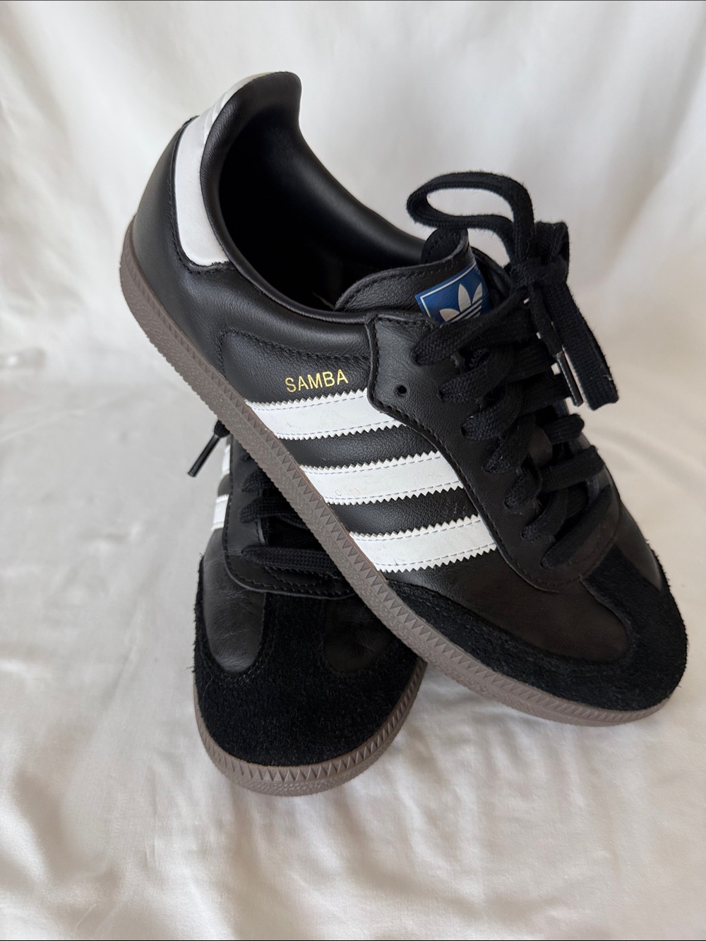 adidas Samba Black with White Stripes Classic Leather Sneakers